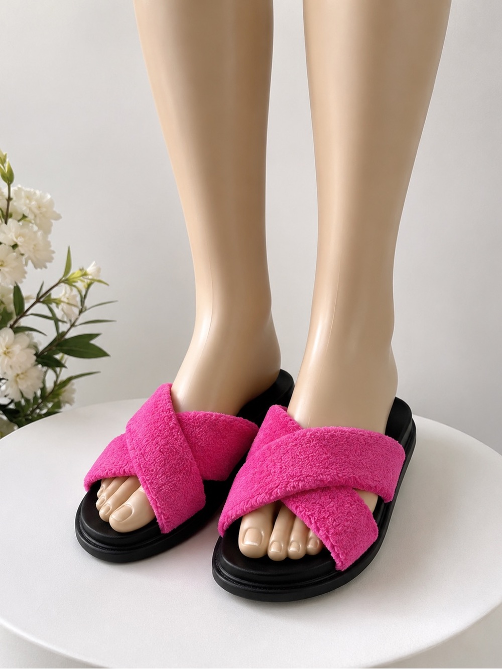 Anthropologie Maeve Terry Cross Band Slide Sandals Hot Pink Women’s Size 8
